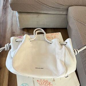 Michael Kors White Pebbled Leather Shoulder Bag